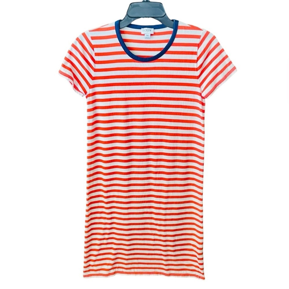 J. Crew Factory Re-Imagined short sleeve striped t-shirt dress XS orange white